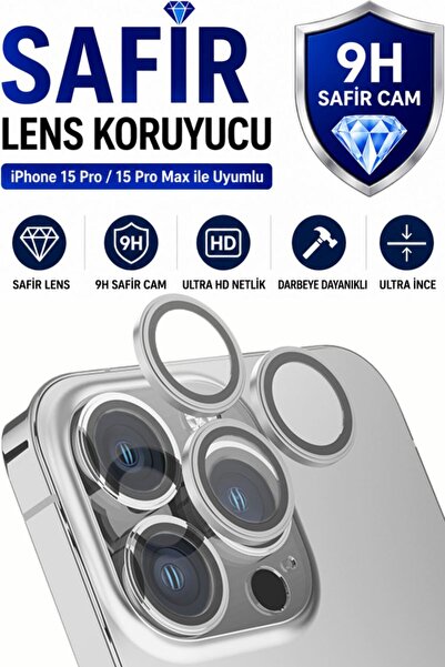 SONREİR واقي عدسة الكاميرا من معدن التيتانيوم الأبيض لهاتف iPhone 15 Pro / 15...