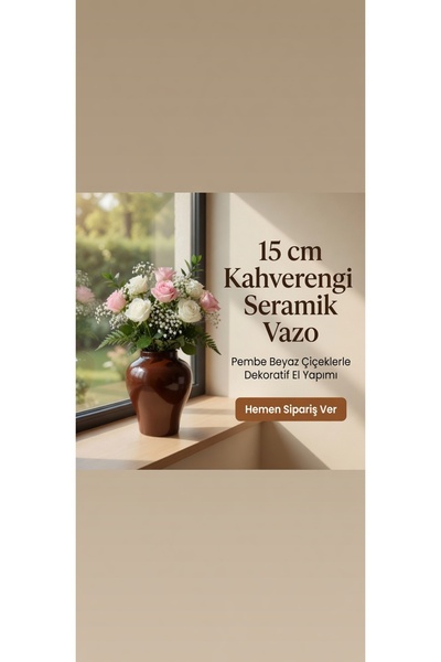 Velorahomee 15 cm Kahverengi Seramik Vazo Boho Modern Dekoratif Çiçeklik Saksı