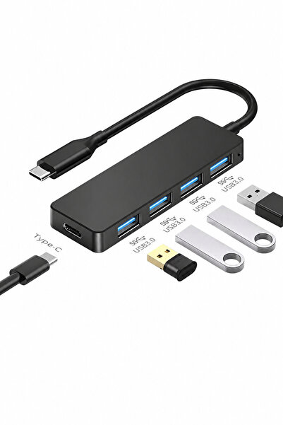 nelerbulurum Type-C Girişli Hub 4 Port USB 3.0 Çoklayıcı Dönüştürücü 10Gbps U...