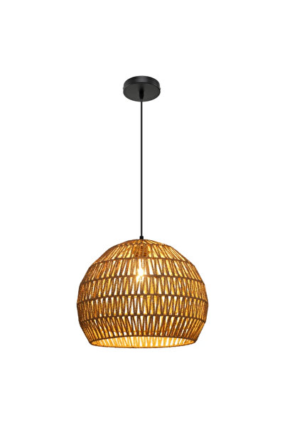 COSTWAY Lampă suspendată Boho cu design împletit și înălțime reglabilă pentru o atmosferă caldă, Maro
