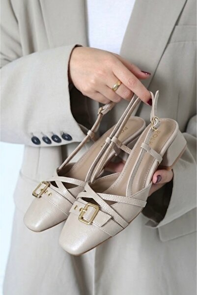 POLKA STORE Γυναικεία παπούτσια Bobby Buckle με ανοιχτή πλάτη, χιαστί λουράκι...