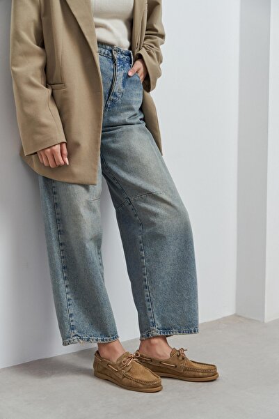 NİŞANTAŞI SHOES Γυναικεία Loafer Παπούτσια Astrid Rome από Μπεζ Δερμάτινο Σουέντ