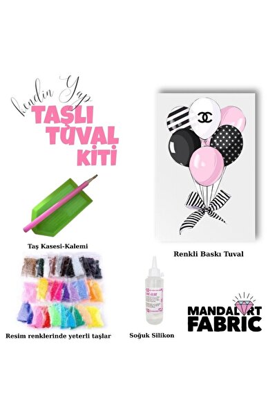 Mandalart Fabric Taşlı Tuval Setler, 25×35 cm, Kendin Yap Setler, Balon
