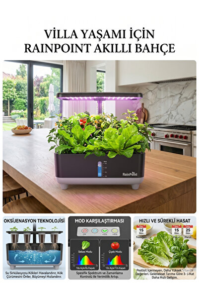 Hydroponic Bitki Büyütme Sistemi Gri