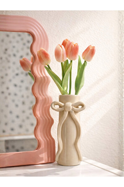 END Design Fiyonk Detaylı Dekoratif Vazo 20cm – Modern Masaüstü Obje (Çiçekle...