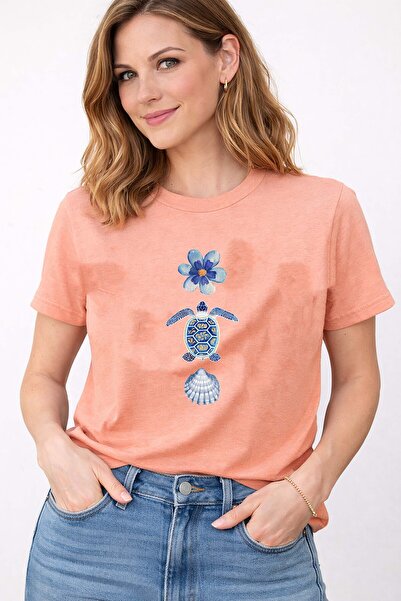 herkesemoda Tricou de damă din bumbac cu decolteu rotund și imprimeu cu broaș...