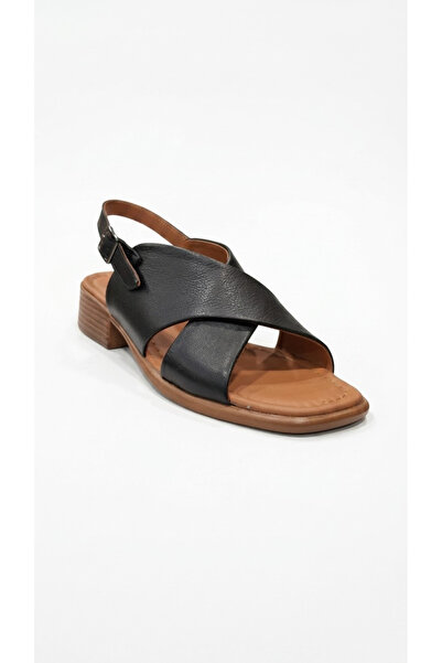 Ustalar Ayakkabı Çanta Black Women's Genuine Leather Sandals 546.1481