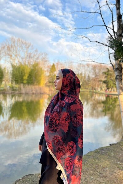 Firuze scarf ROSE DESEN BORDO RENK SOFT ŞAL