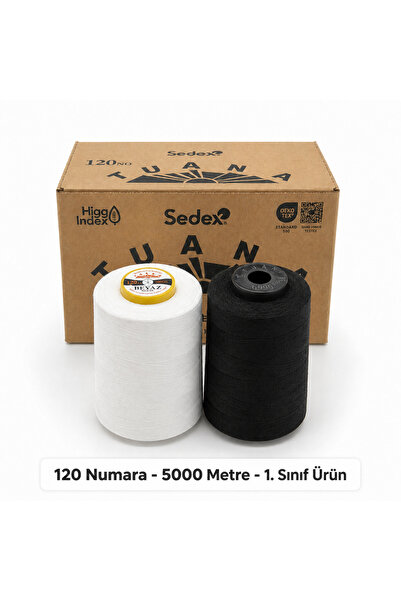 Tuana İplik Tuana 120 Numara 5000 Metre Polyester Dikiş İpliği - 2'li Karışık...