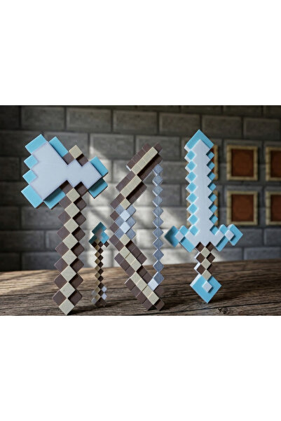 OKO DESİGN Minecraft 3'lü Figür Seti (Kılıç-Balta-Yay) 30 cm