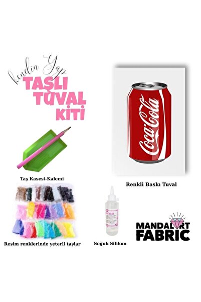 Mandalart Fabric Taşlı Tuval Setler, 18×24 cm, Kendin Yap Setler, Cola Cola
