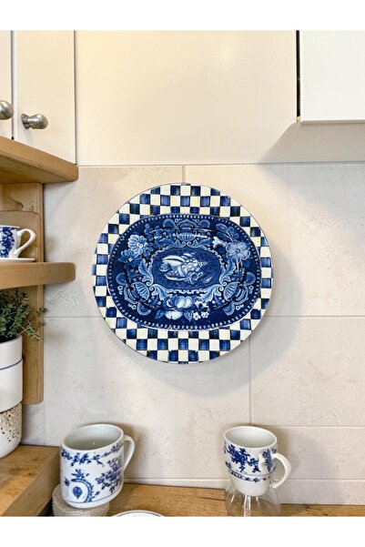 unique florya Dekoratif Duvar Tabağı BlueBlanc 26 cm El Yapımı Duvara Asmaya ...