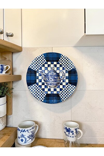 unique florya Dekoratif Duvar Tabağı BlueBlanc 26 cm El Yapımı Duvara Asmaya ...