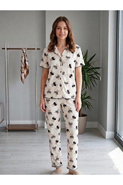 LXL Summer Camisole Patterned Shirt with Collar Buttons Women's Short Sleeve ...