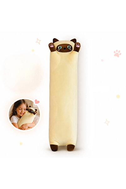 DrKala Λούτρινη γάτα, μακριά, σαν μαξιλάρι, απαλή, αφράτη και άνετη, 50 εκ., ...