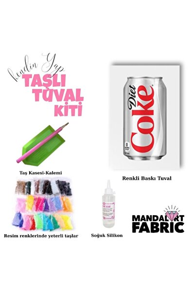 Mandalart Fabric Taşlı Tuval Setler, 18×24 cm, Kendin Yap Setler, Diet Coke