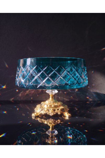 AKDEN STORE Crystal Glass Hand-Cut Luxury Presentation Bowl - Serving Bowl