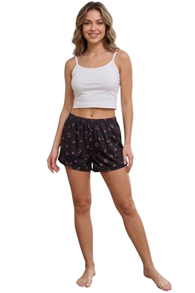 PEMBİŞ HOMEWEAR Fi̇ti̇lli̇ Shorts Single Jersey Top Basic Pajama Set