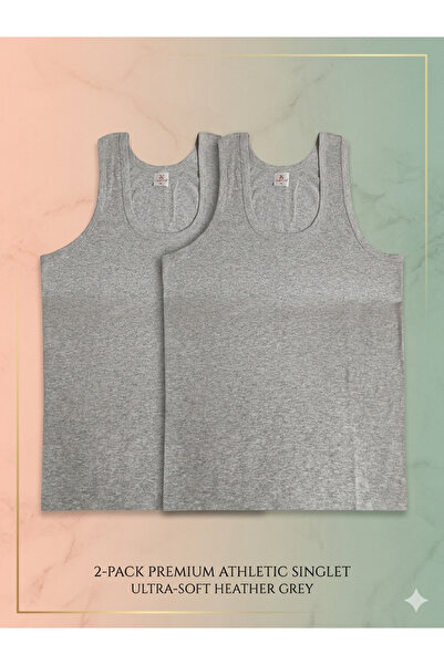 Shine Elagance Gray Thick Strap 100% Cotton Solid Color 2-Pack Men's Undershirts