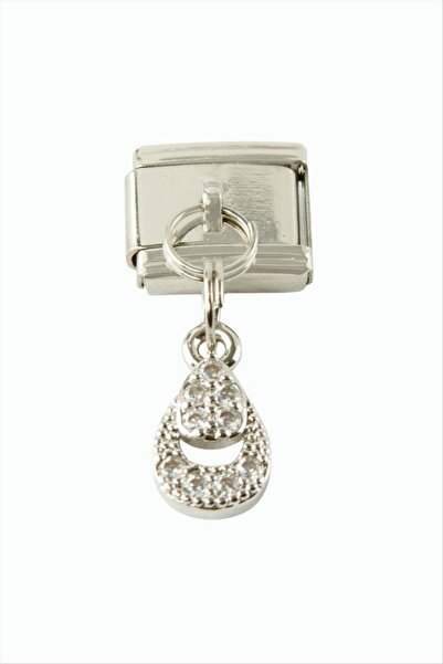 ZERO LAND Gldisptm Oval Zircon Stone Sallati Steel Charm - (12500) Silver Color