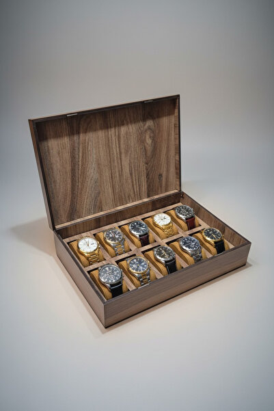 Moda fiesta Ξύλινο κουτί ρολογιών 10 θέσεων MDF με μαγνητικό καπάκι 31x21x9 ε...