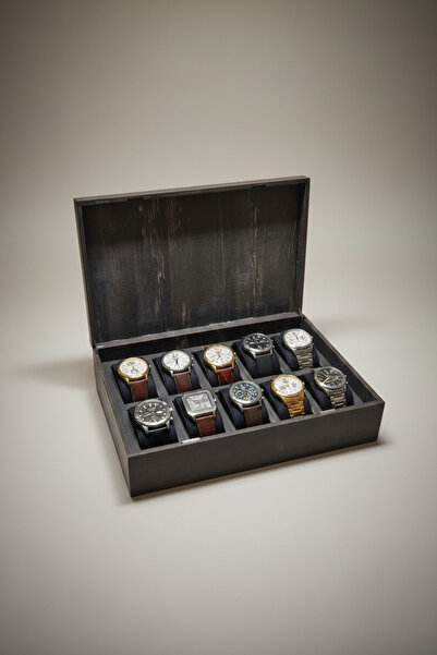 Moda fiesta Ξύλινο κουτί ρολογιών 10 θέσεων MDF με μαγνητικό καπάκι 31x21x9 ε...