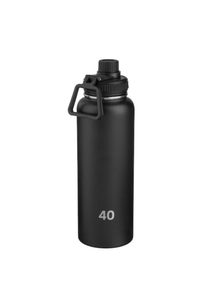 OEM Termos din oțel inoxidabil negru mat cu mâner 1.19L