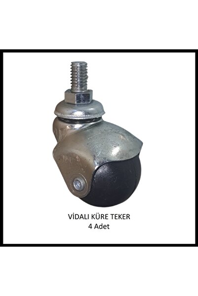 Adilon M10 (3/8) Vidalı Küre Teker (4 Adet), Ofis Koltuk, Dolap, Etejer, 360 ...