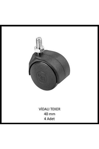 Adilon M8 (5/16) Vidalı Mobilya Tekerleği, 40 mm (4 Adet), Ofis Koltuk, Dolap...