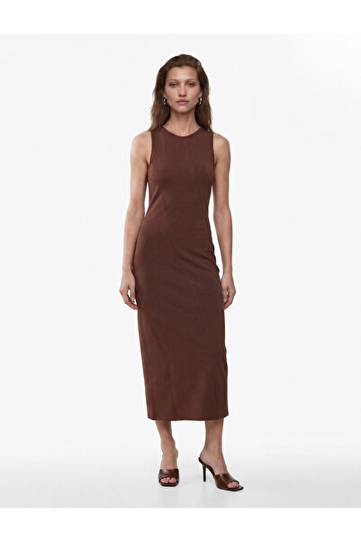 Koton Μακρύ φόρεμα με μείγμα βισκόζης, στενή εφαρμογή, με σχισμή, αμάνικο, με...