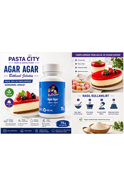 pastacity Agar Agar Tozu 75g – Bitkisel Jelatin | Şekerleme, Cheesecake, Past...