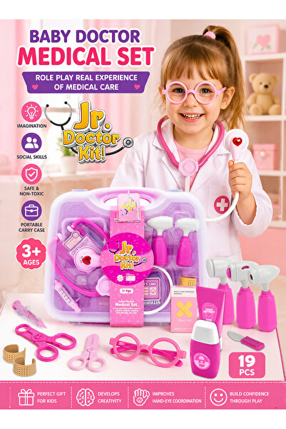 Jr. Doctor Kit! 19 PCS Kids Doctor Play Set with Carry Case Sound Stethoscope...