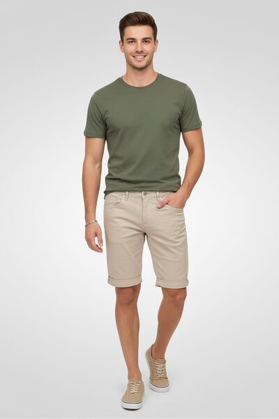 CELIO شورت رجالي سادة أساسي، بيج