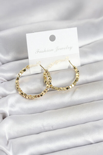 Clariss Brass Gold Color Minimal Square Hoop Women's Earrings