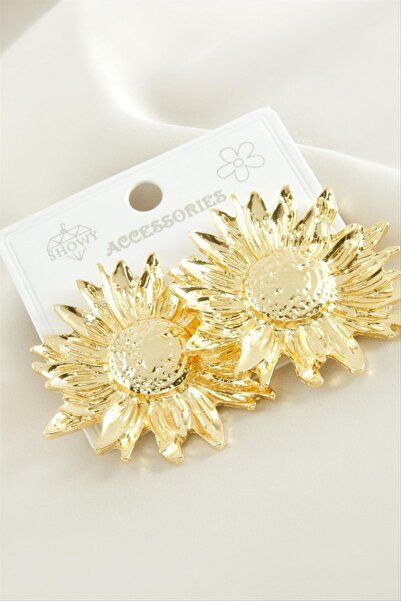 ZERO LAND Gldisptm Moon Flower Metal Earrings - (74155) Silver Color