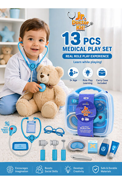 Jr. Doctor Kit! 13 Pcs Kids Doctor Play Set Medical Toy with Carry Case Sound...