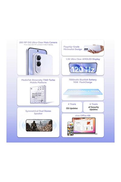 vivo V70FE 5G Smartphone, 12 GB RAM, 256 GB Storage, Silver
