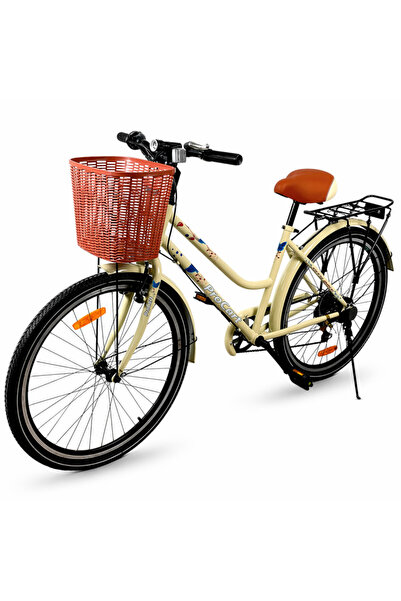 PROCART Bicicletă de damă, 26 inch, 7 viteze, coș pentru cumpărături, portbag...