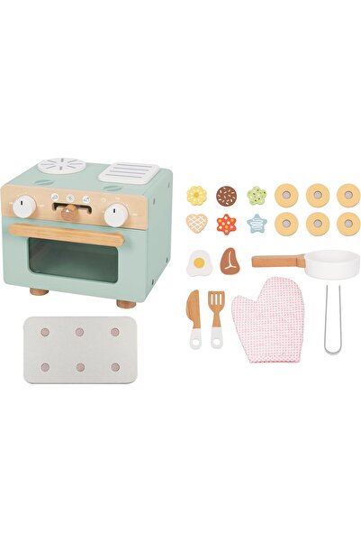 Brick Hues Wooden Mini Oven Playset 21pcs – Montessori Pretend Play Kitchen Set with Cookies
