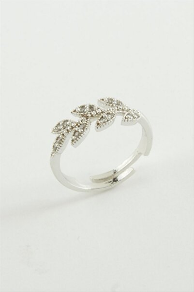 ZERO LAND Gldisptm Leaf Zircon Stone Ring - (80212) Silver Color