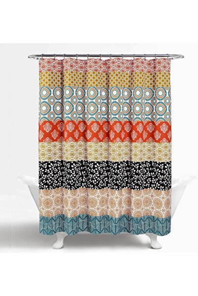Lush Decor , Bohemian Striped Shower Curtain, 1.83 W x 1.83 L meters, Turquoi...