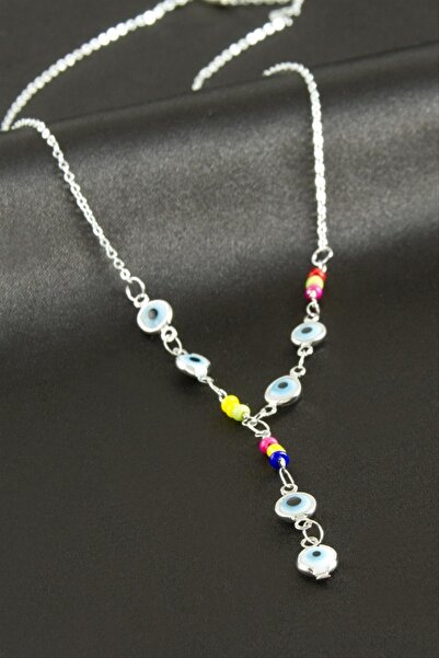 ZERO LAND Gldisptm Nazar Mineli Y Necklace - (75921) Silver Color