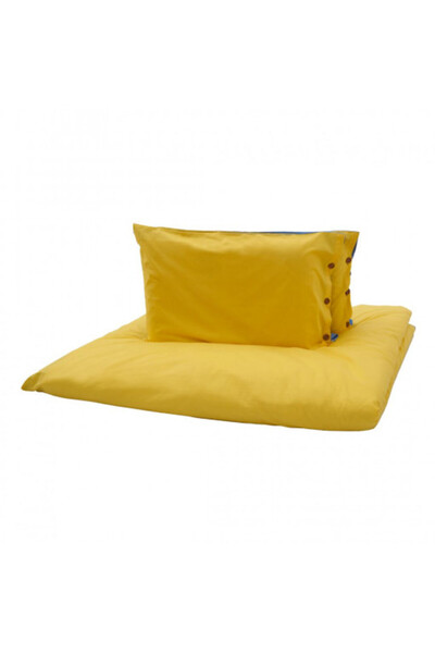 Heinner Set de lenjerie de pat pentru 2 persoane, 100% bumbac, Galben/Albastru, 3 piese