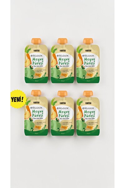 Harras Organik Meyve Püresi Elma Havuç Şeftali 100 g x 6 Adet - Bebek Ek Gıda...