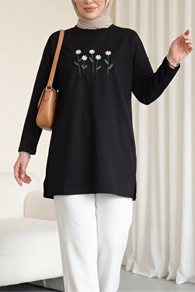 Modamorfo Τουνίκ από χτενισμένο βαμβάκι με στρογγυλή λαιμόκοψη και κέντημα Pa...