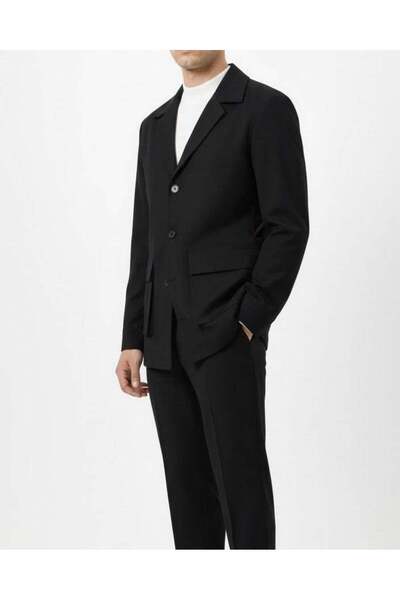 TerziAdemAltun Ανδρικό αθλητικό μονό σακάκι ιταλικού στυλ slim fit μαύρο T14633