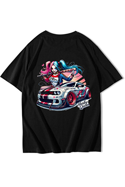 BRZ COLLECTION Ουνισέξ Υπερμεγέθες Μπλουζάκι Χάρλεϊ Κουίν Μαύρο
