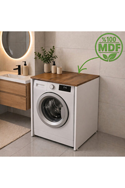 MOBİLYACIN Çamaşır Makinesi Kapaksız Banyo Dolabı Mat Beyaz - Barok