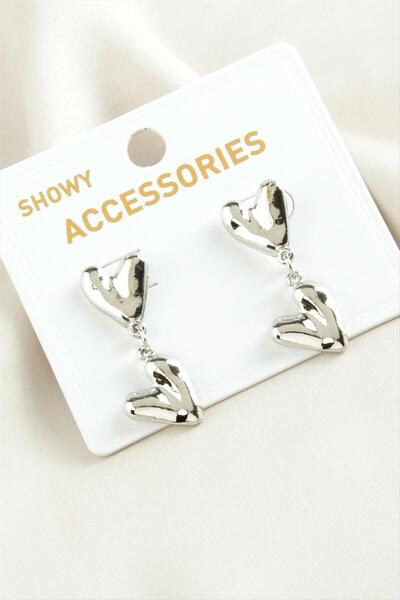 ZERO LAND Muratech Kalp Tr Metal (91622) Earring-Silver Color