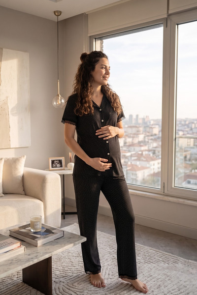 Miss Dünya Lissa Σετ πιτζάμες για εγκύους και μητρότητα Pure Comfort με πουά ...